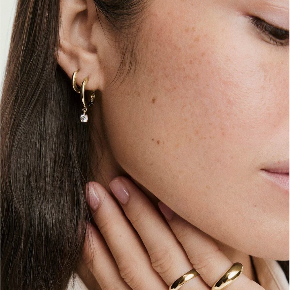 NWT MEJURI Round Lab Grown Sapphire Hoops - Picture 3 of 9
